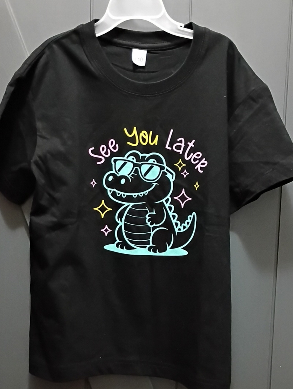 See You Later Alligator Graphic Reptile Tee - Black New